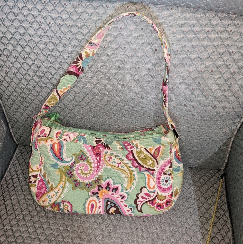 Vera Bradley Tutti Frutti green & pink paisley shoulder bag retired